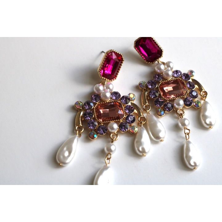 Pink Pearl & Gem Earrings